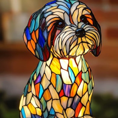 Colorful Dog Lamp Resin Decor By Tinkers - Positive Energy