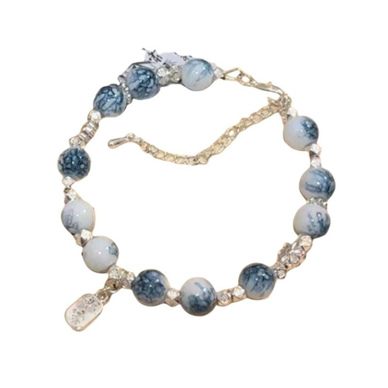 Blue And White Butterfly Beaded Bracelet For Women Elite