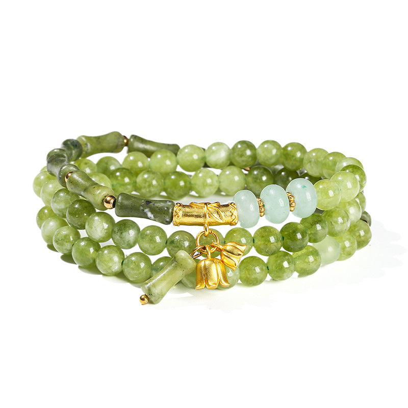 Gray Jade Multi Circle Bamboo Bracelet For Girls Gift