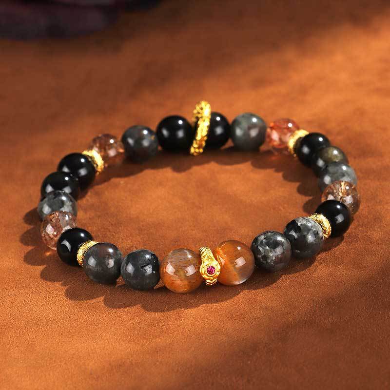 Black Sunstone Flame Stone Wukong Bracelet Unisex Couple