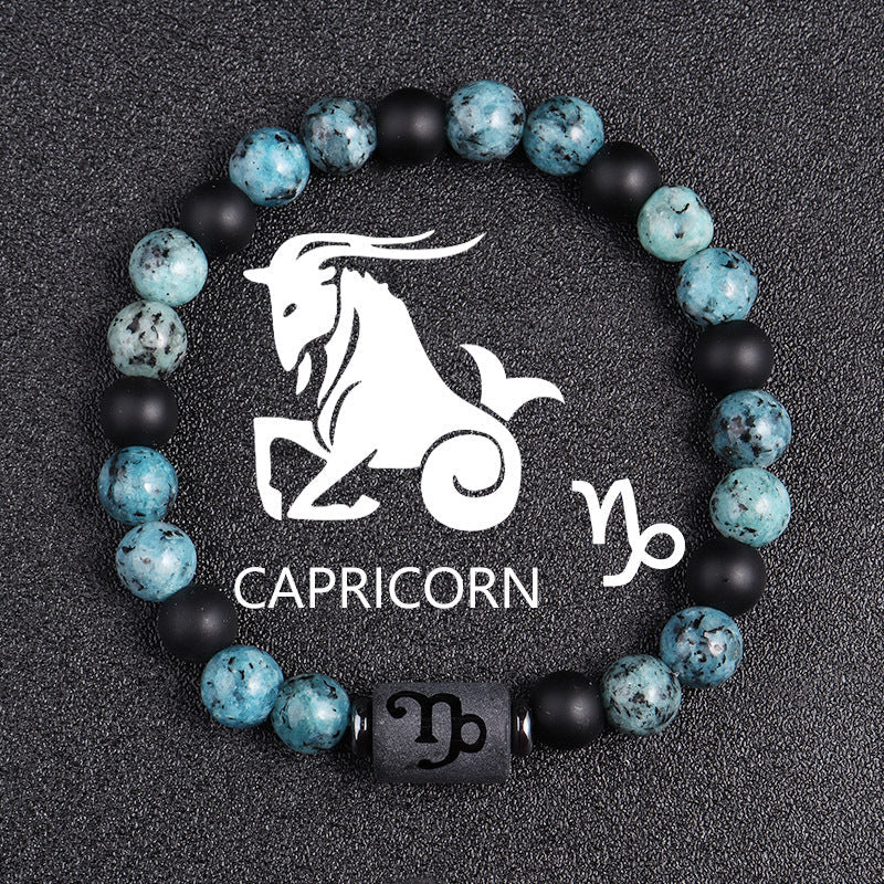Rare Obsidian Zodiac Bracelet Twelve Constellations