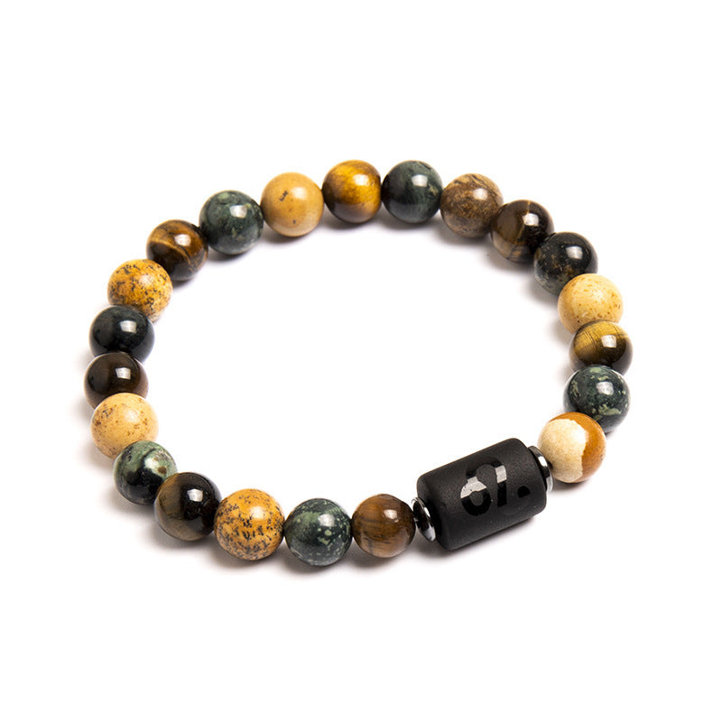 Tigereye Beaded Bracelet Twelve Constellation Zodiac Cards