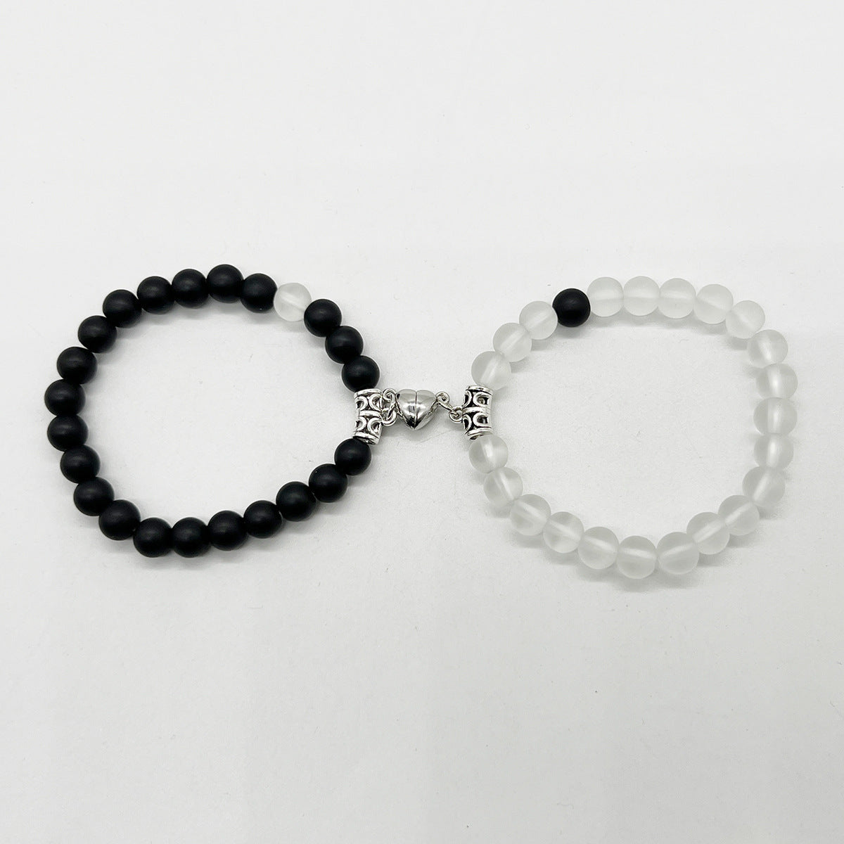 White Turquoise Limited Handcrafted Heart Couple Bracelet