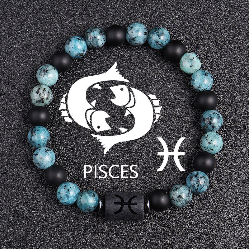 Rare Obsidian Zodiac Bracelet Twelve Constellations