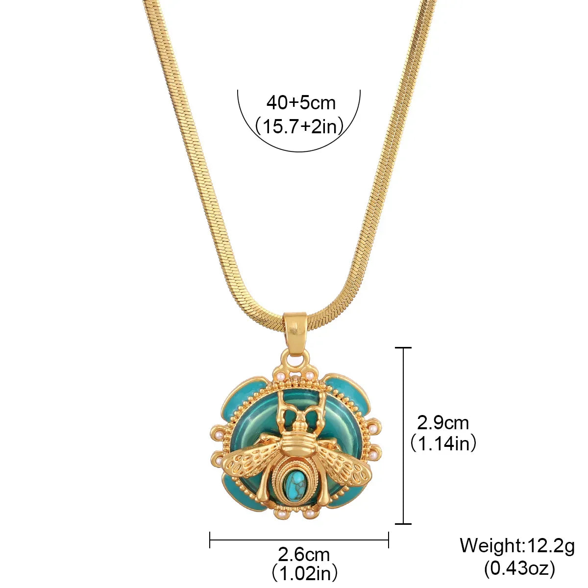 Chic Gold Turquoise Bee Pendant Necklace