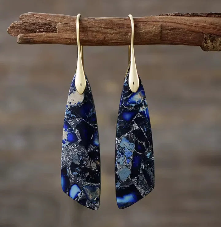 Boho Teardrop Coloured Stone Earrings