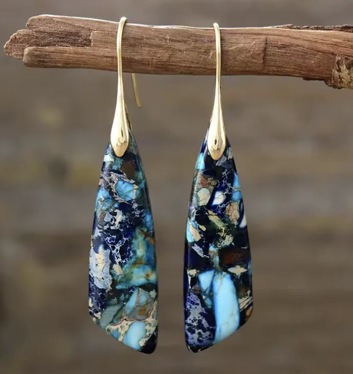 Boho Teardrop Coloured Stone Earrings