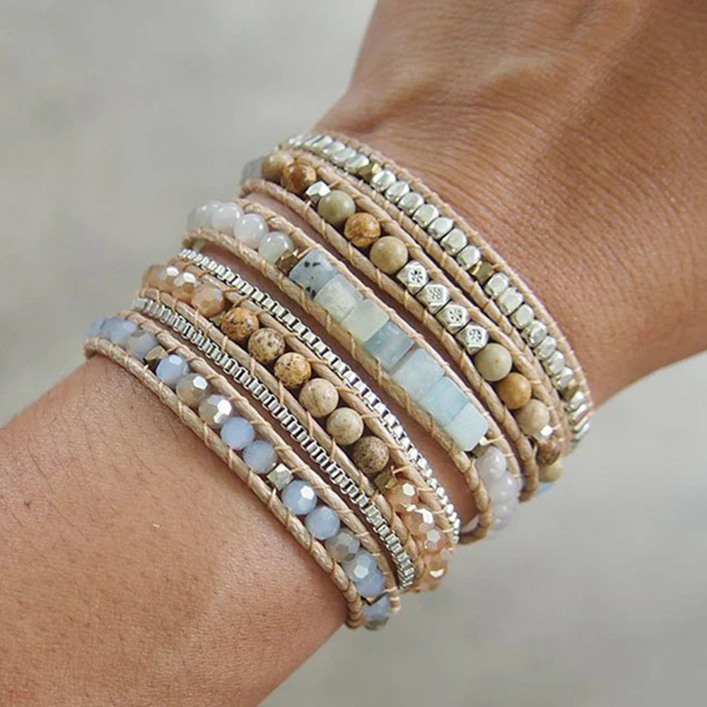 Natural Amazonite & Jasper Stone Wrap Bracelet™
