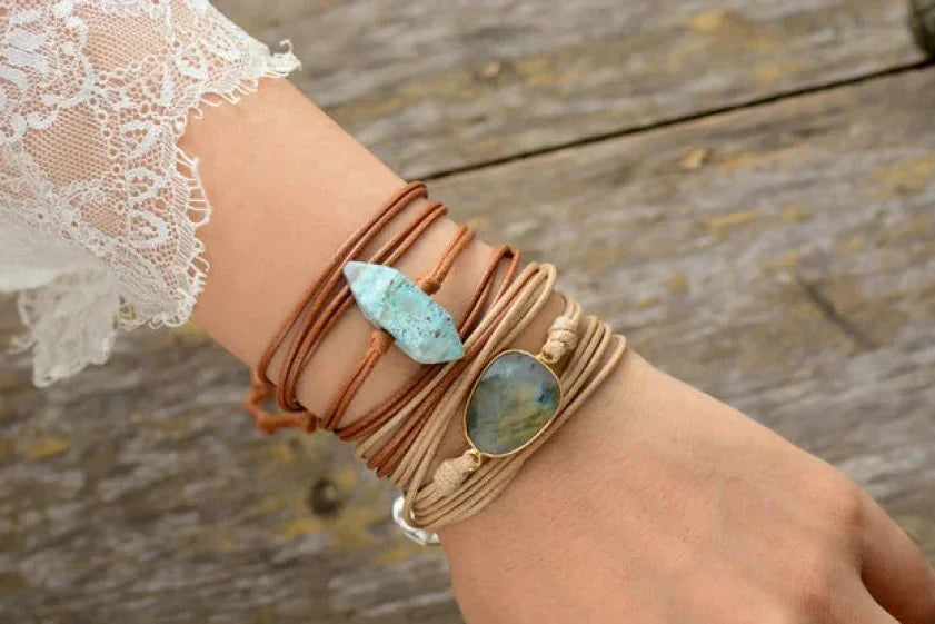 Handmade Natural Labradorite Gemstone Wrap Bracelet™