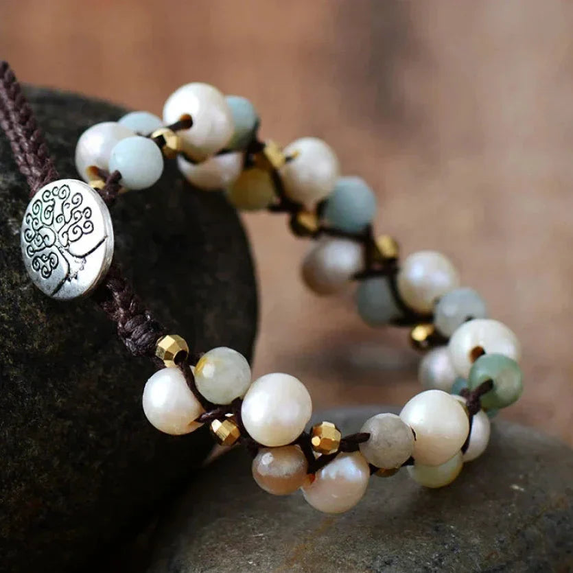 Natural Freshwater Pearl & Amazonite Wrap Bracelet™
