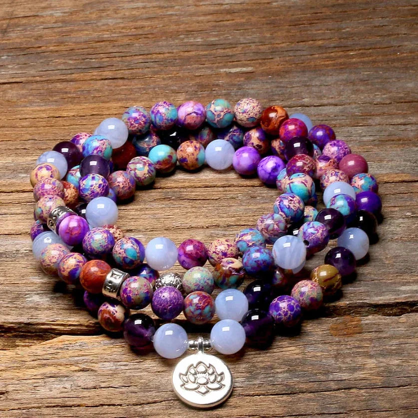 108 Purple Jasper & Amethyst Mala Bead Bracelet™