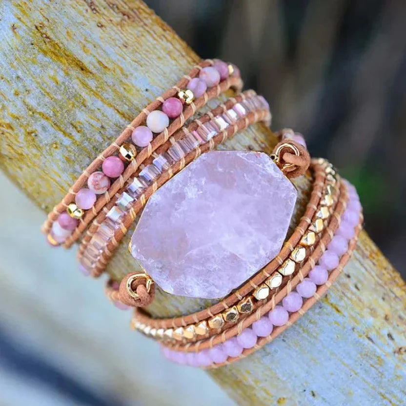 Natural Rose Quartz Heart Chakra Wrap Bracelet™