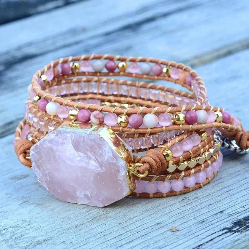 Natural Rose Quartz Heart Chakra Wrap Bracelet™