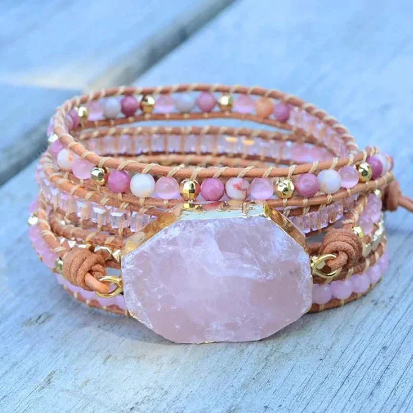 Natural Rose Quartz Heart Chakra Wrap Bracelet™