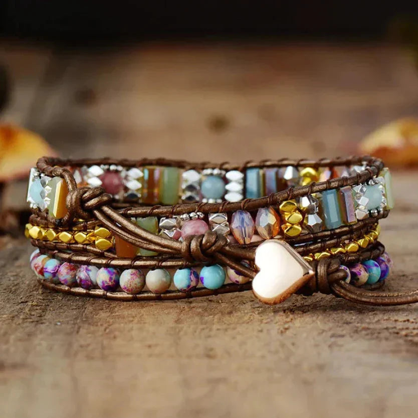 Natural Rhodonite & Jasper Wrap Bracelet™
