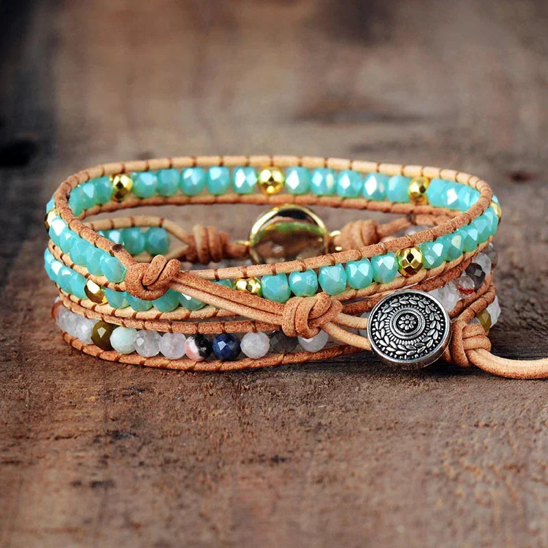 Handmade Clear Quartz & Opal Rhinestone Wrap Bracelet™