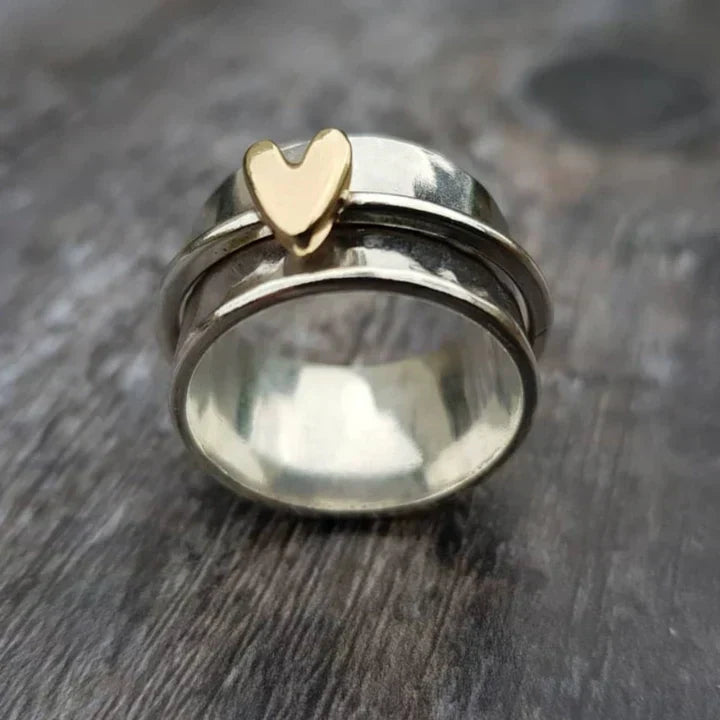 Vintage Heart Dangle Silver Ring