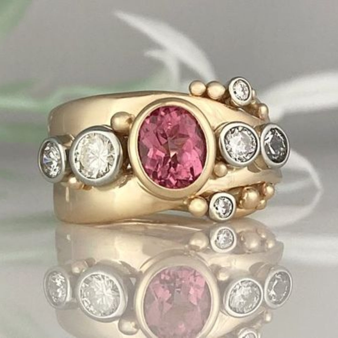 Rosé Zirconia Golden Ring