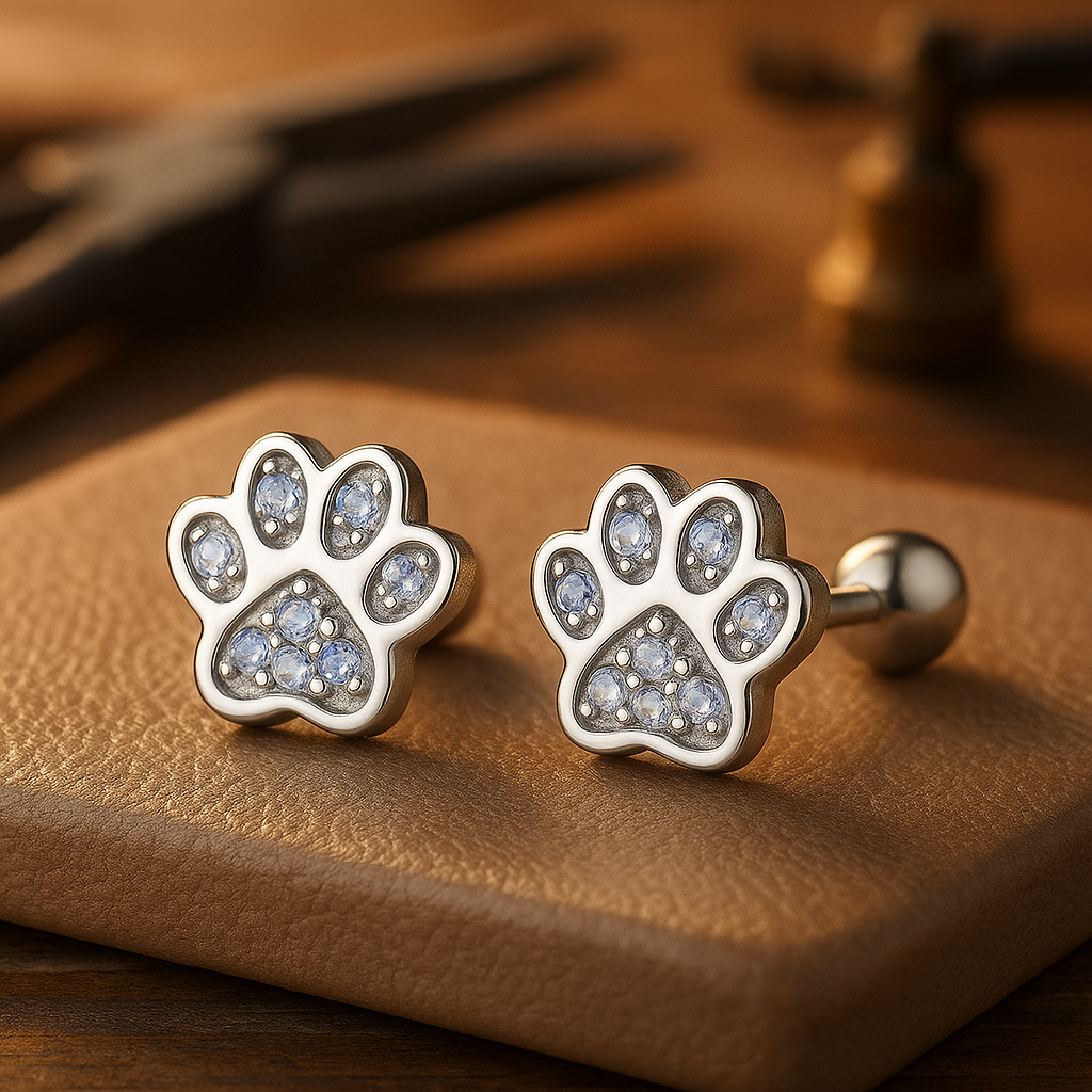 Earrings with Paw Print – Crystal Accent