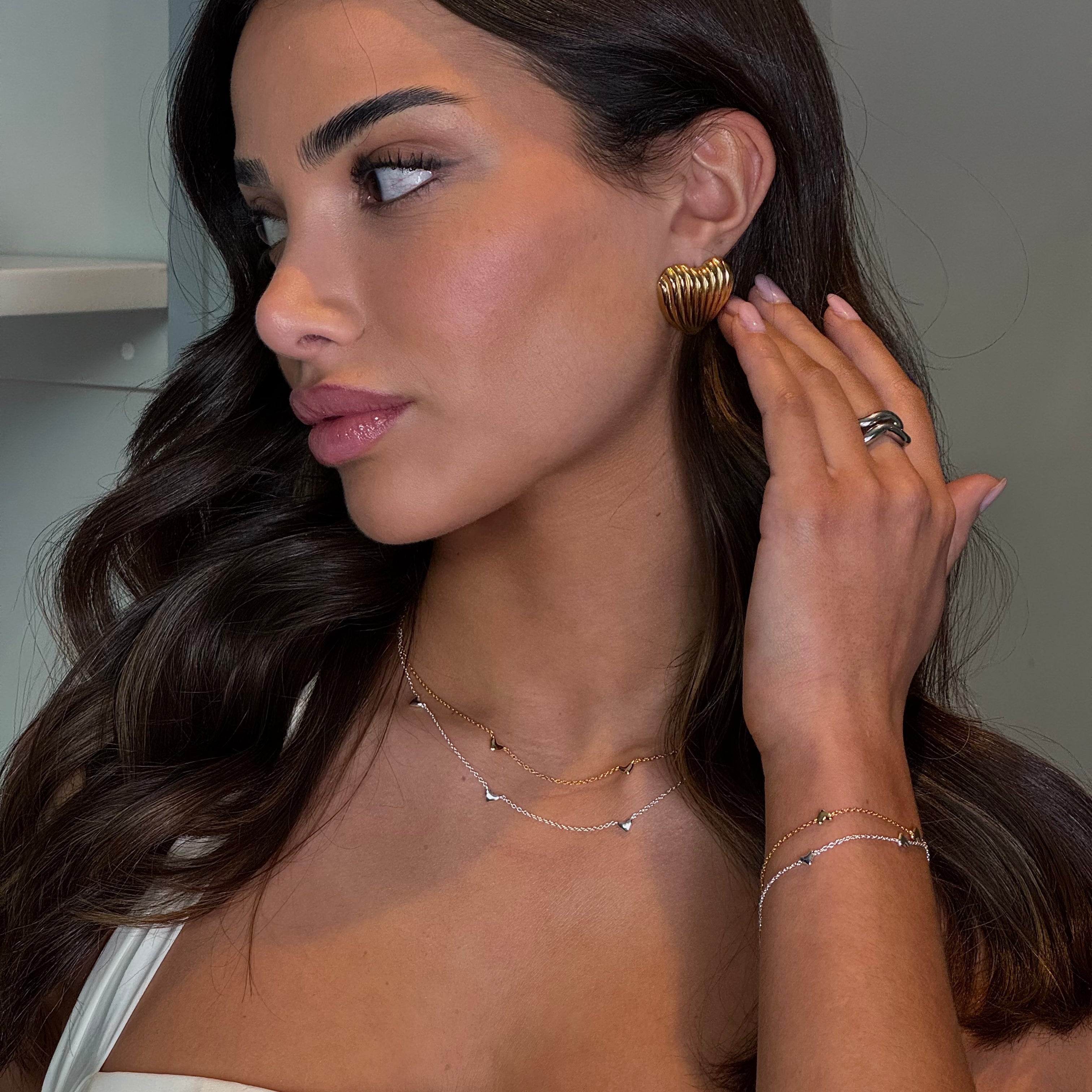 Fine Heart Charm Necklace - Silver