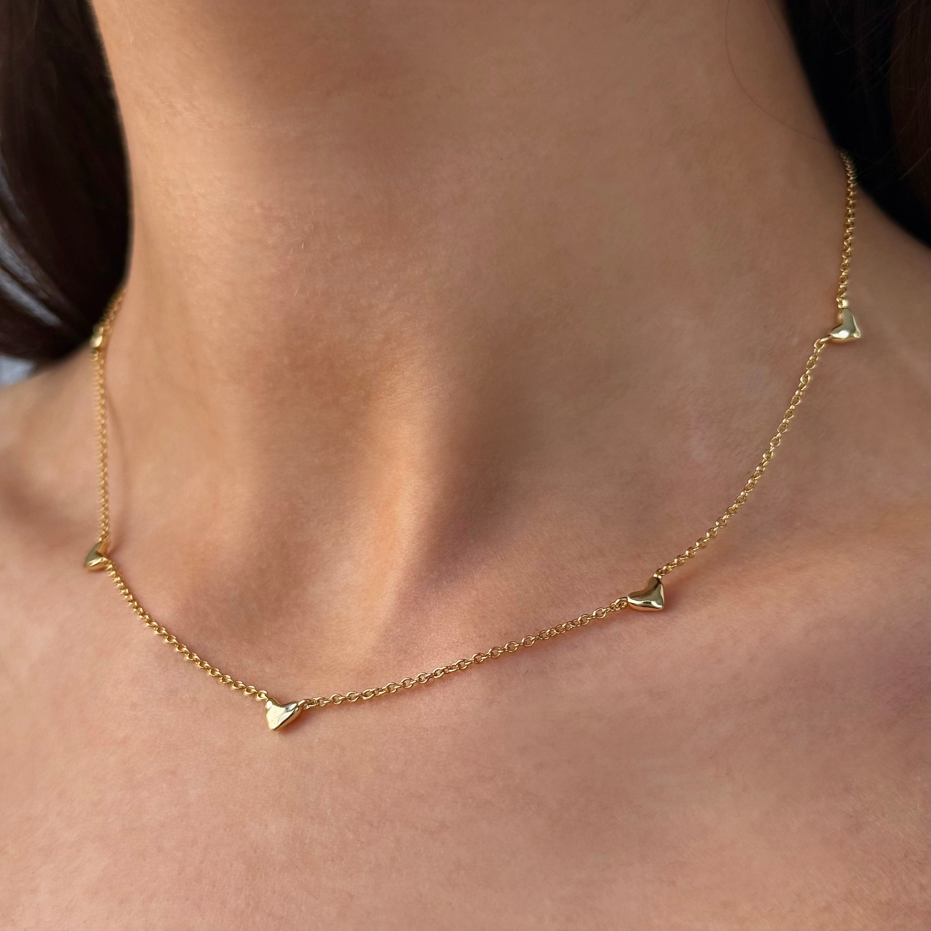 Fine Heart Charm Necklace - Gold