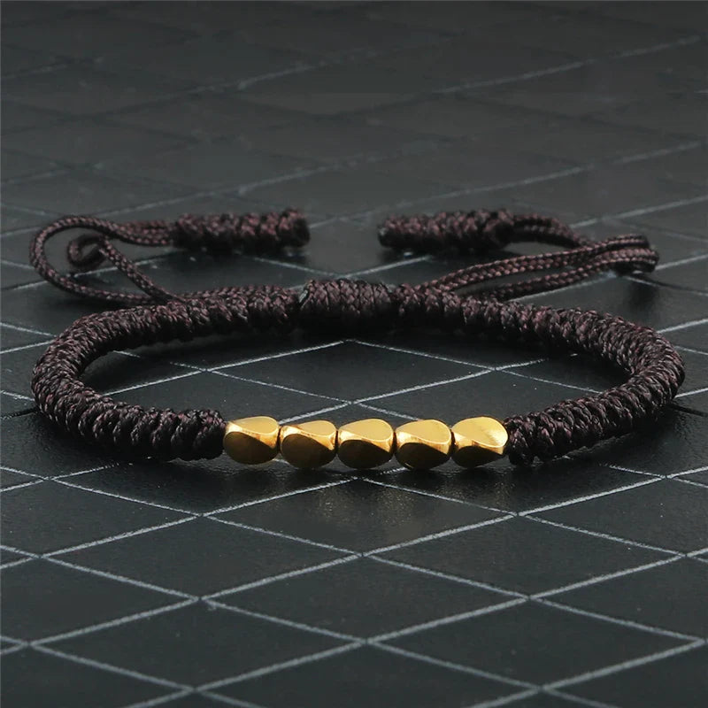 Handmade Tibetan Copper Bead Braided Bracelet Unisex Red