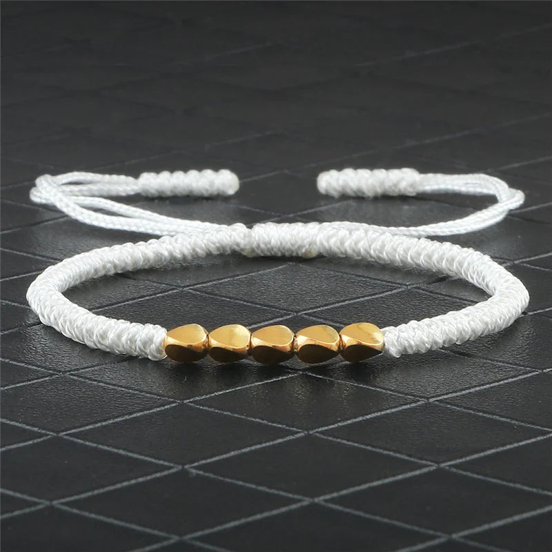 Handmade Tibetan Copper Bead Braided Bracelet Unisex Red