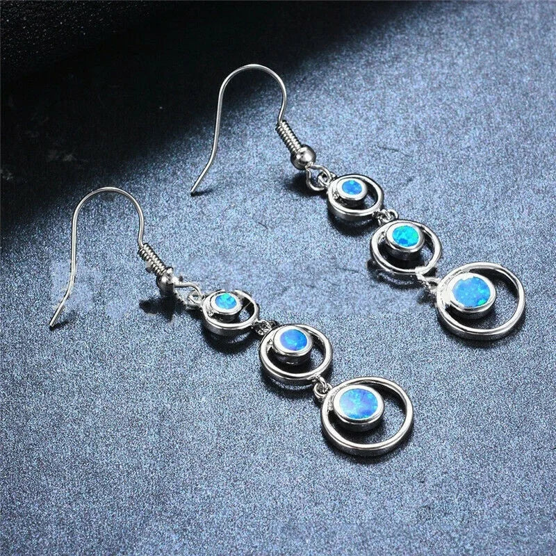 Elegant Circular Blue Earrings
