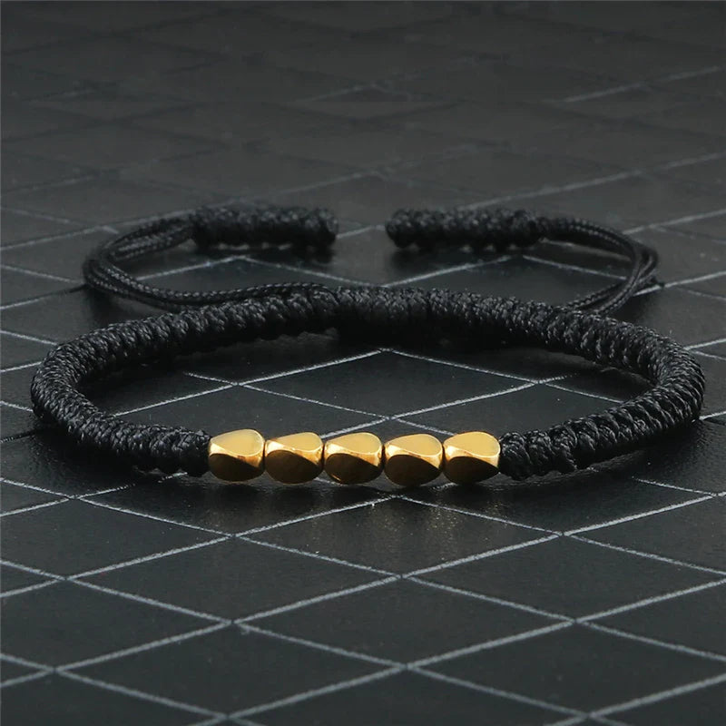 Handmade Tibetan Copper Bead Braided Bracelet Unisex Red