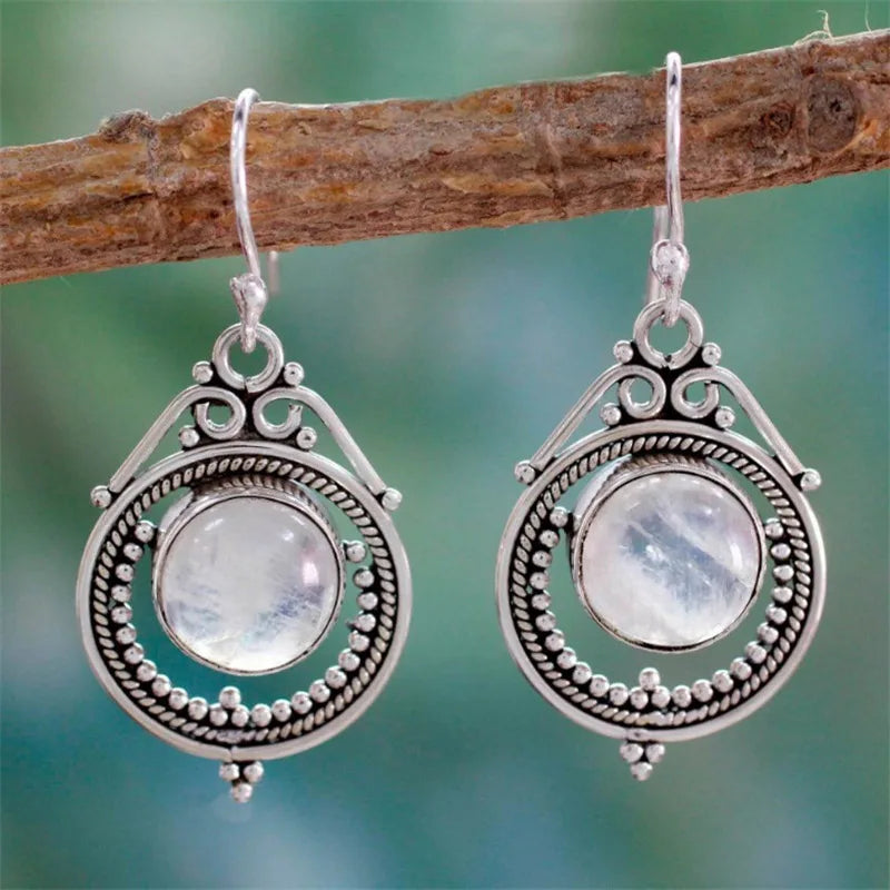 Classic Circular Flash Stone Earrings