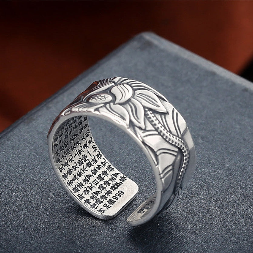 Buddhist Silver Lotus Flower Ring™