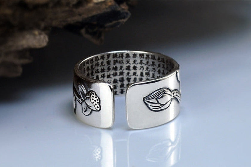 Buddhist Silver Lotus Flower Ring™