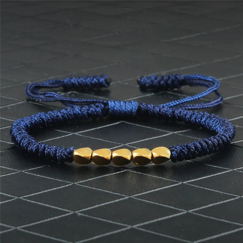 Handmade Tibetan Copper Bead Braided Bracelet Unisex Red