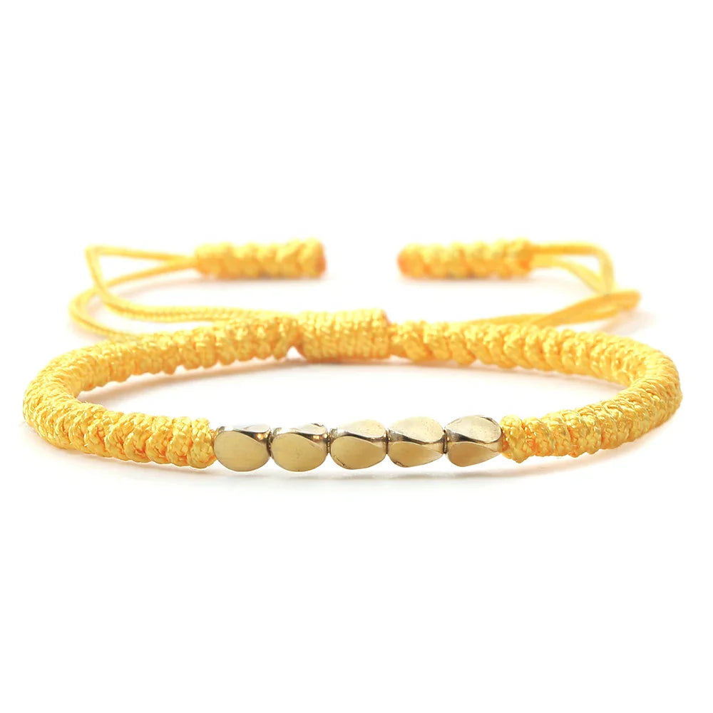 Handmade Tibetan Copper Bead Braided Bracelet Unisex Red