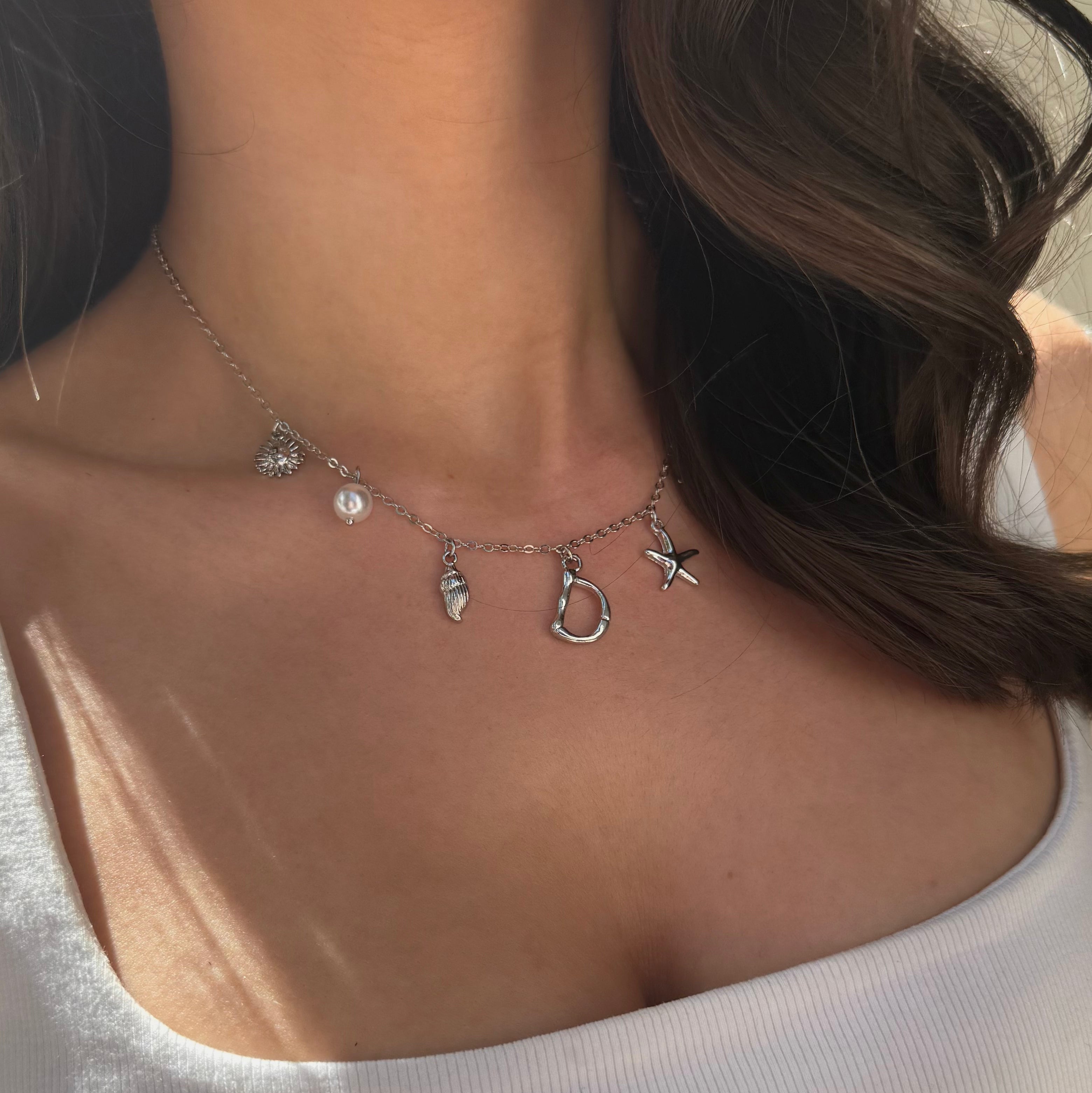 SILVER OCEAN LETTER NECKLACE