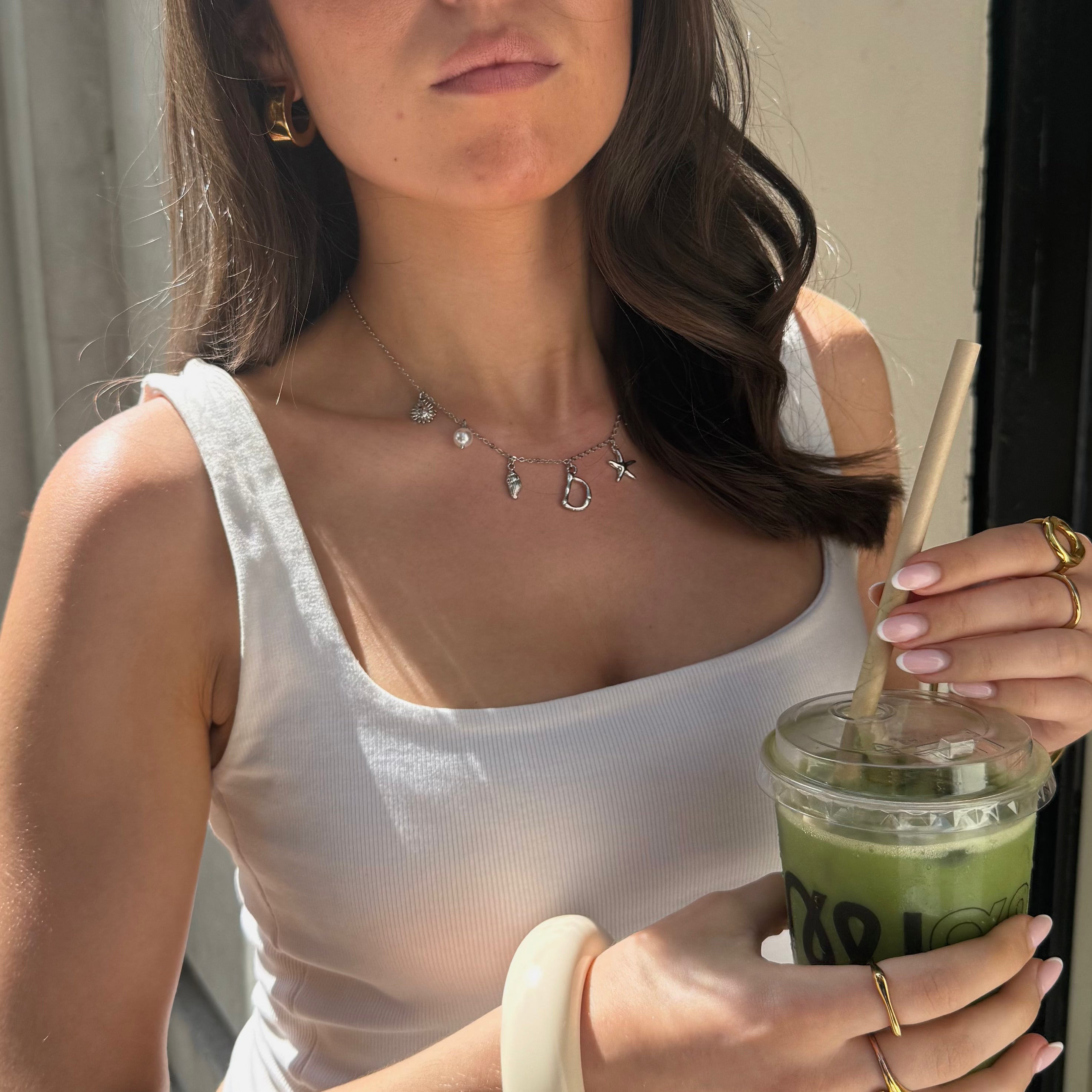 SILVER OCEAN LETTER NECKLACE