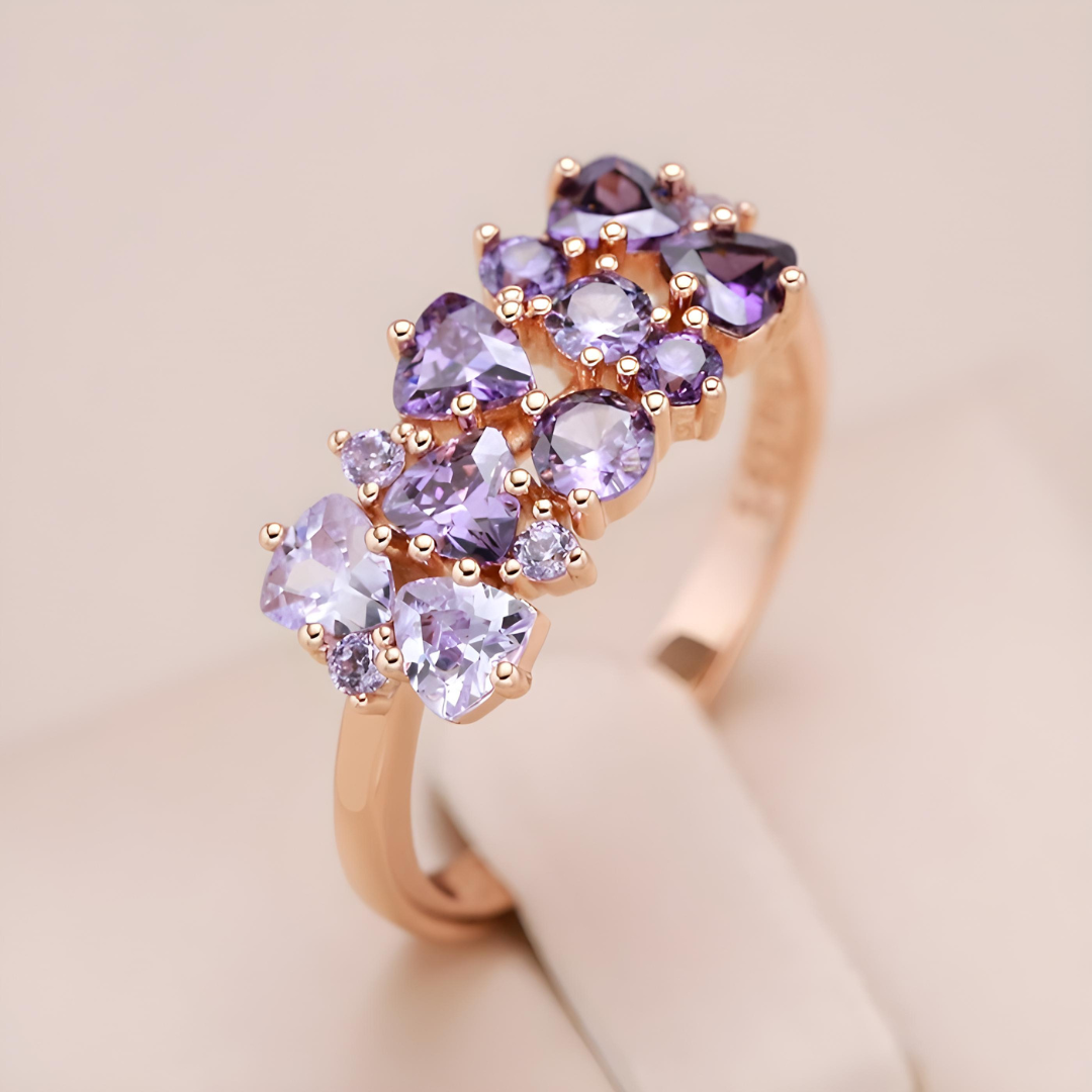 Elegant Rose Rings With Amethysts