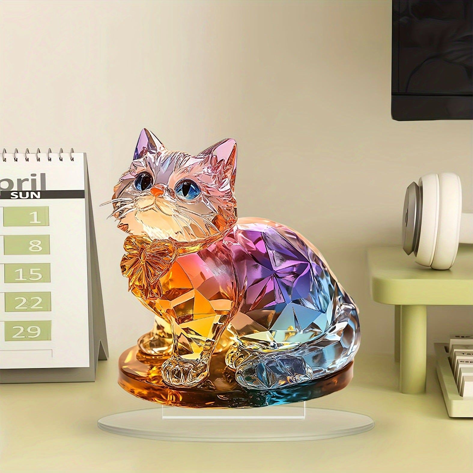 Colorful Cute Kitten 2D Acrylic Desktop Decoration Artwork