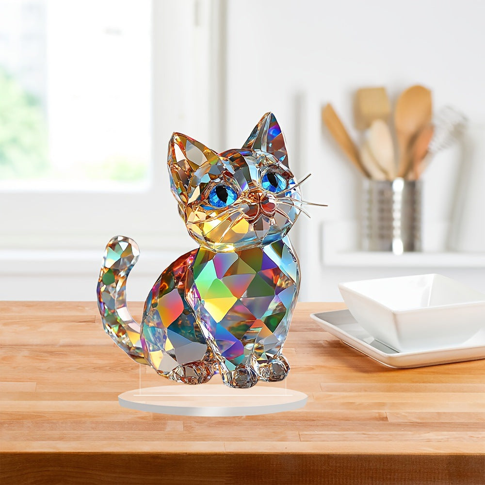 Colorful Cute Kitten 2D Acrylic Desktop Ornament Display