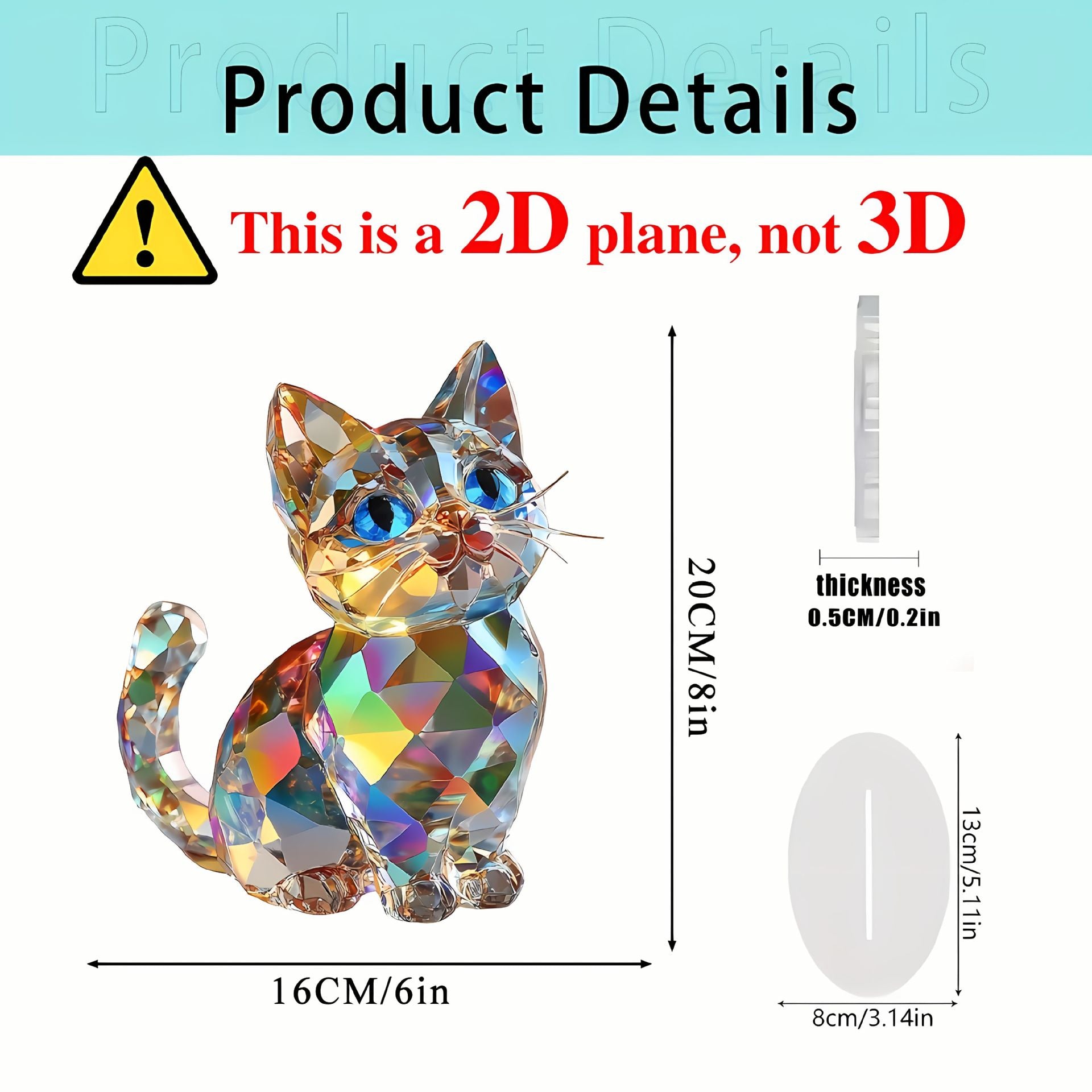 Colorful Cute Kitten 2D Acrylic Desktop Ornament Display