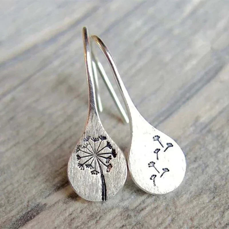 Exclusive Silver Dandelion Leaf Earrings