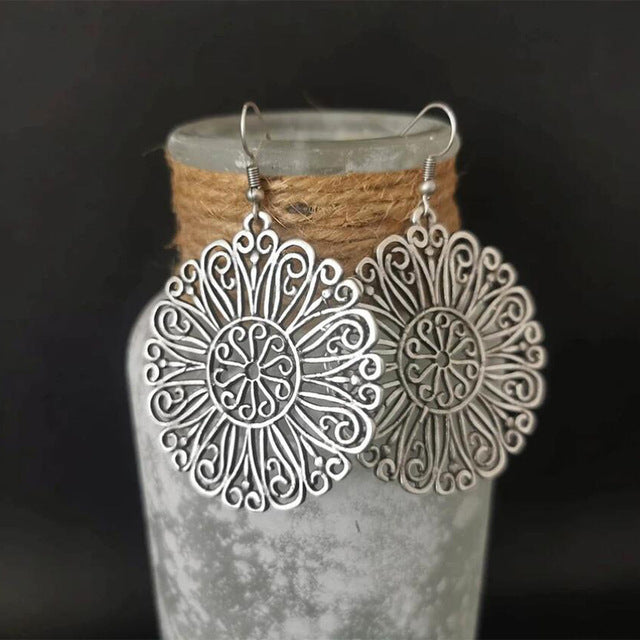 Vintage Mandala Silver Earing.