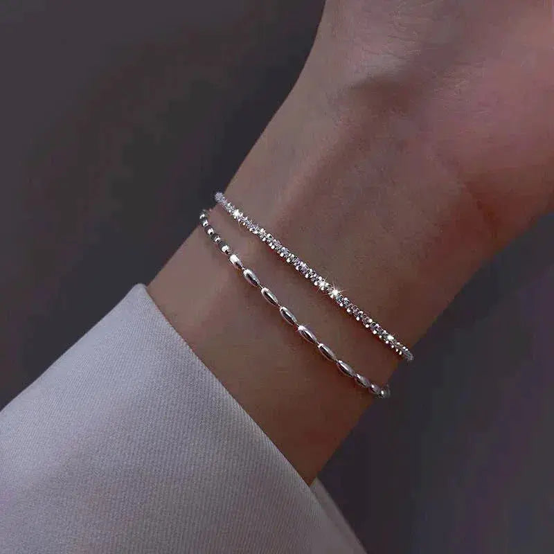 Elegant Silver Bracelet with Zirconia Stones