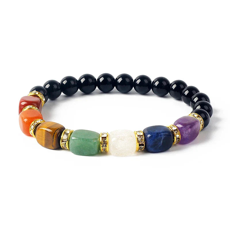 Natural Stone 7 Chakra Tiger Eye Hematite Bracelet