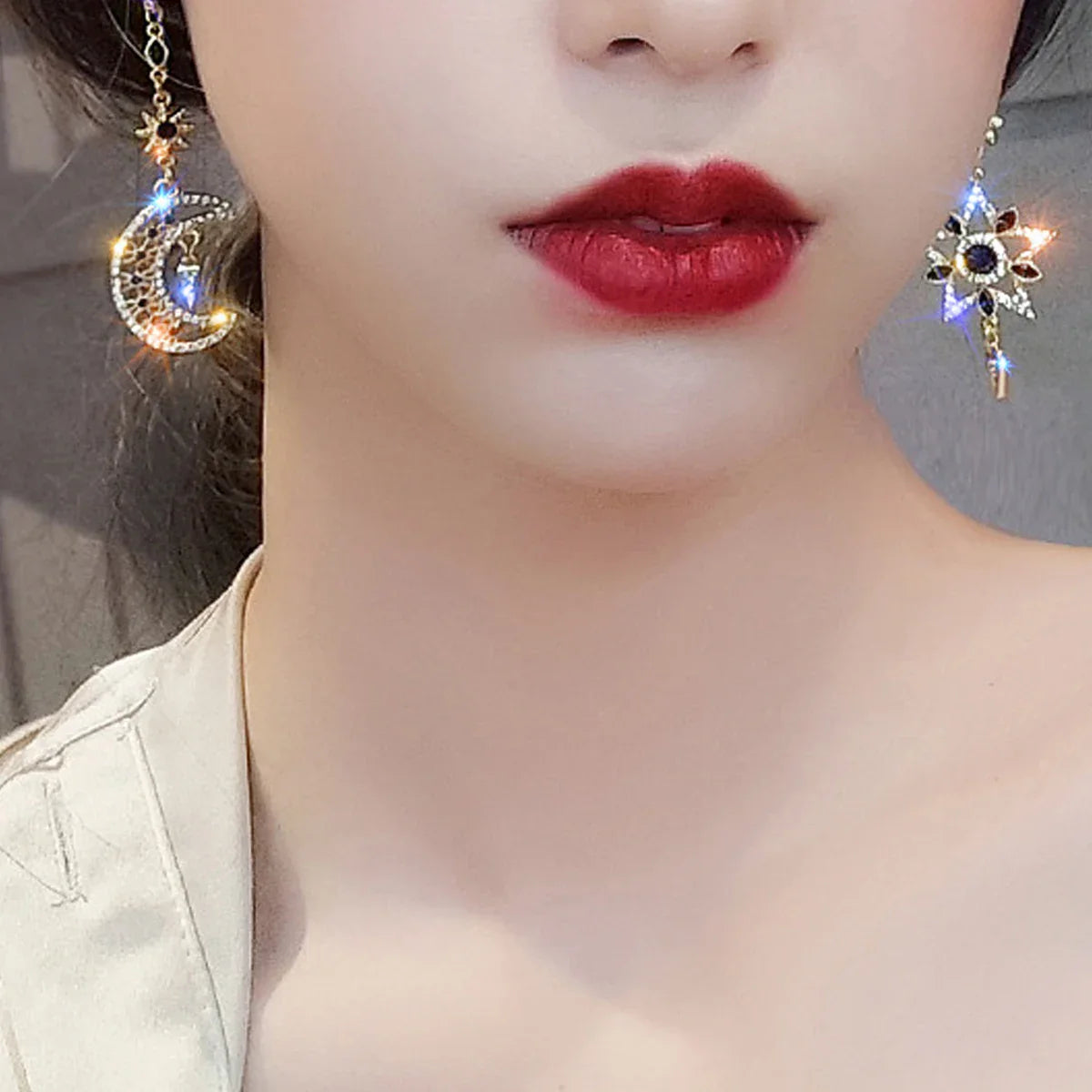 Star Moon Tassel Earrings