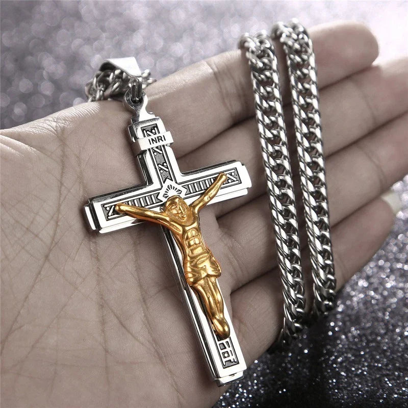 Natural Onyx Cross Pendant For Men Protection