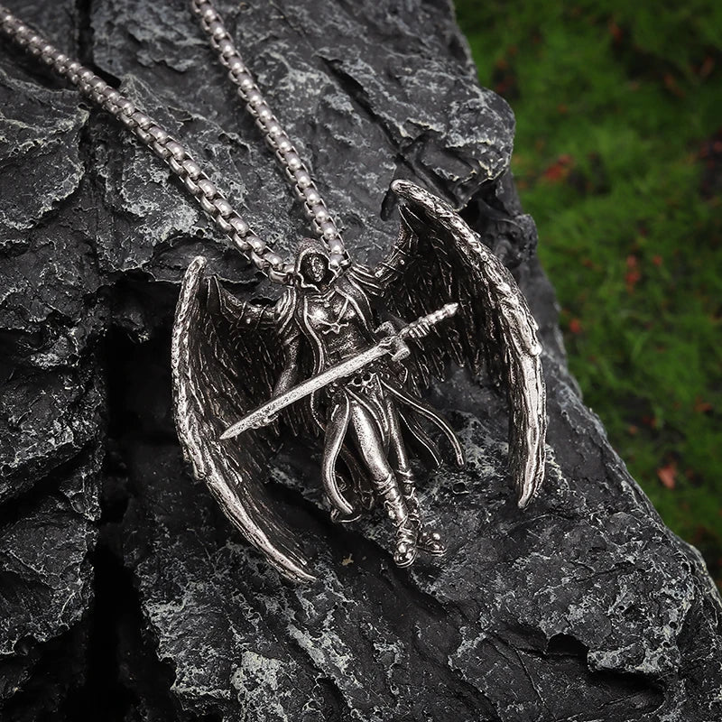 Black Onyx Archangel Protection Pendant For Men