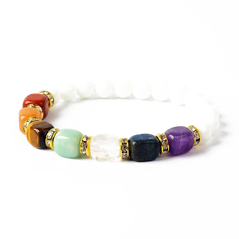 Natural Stone 7 Chakra Tiger Eye Hematite Bracelet