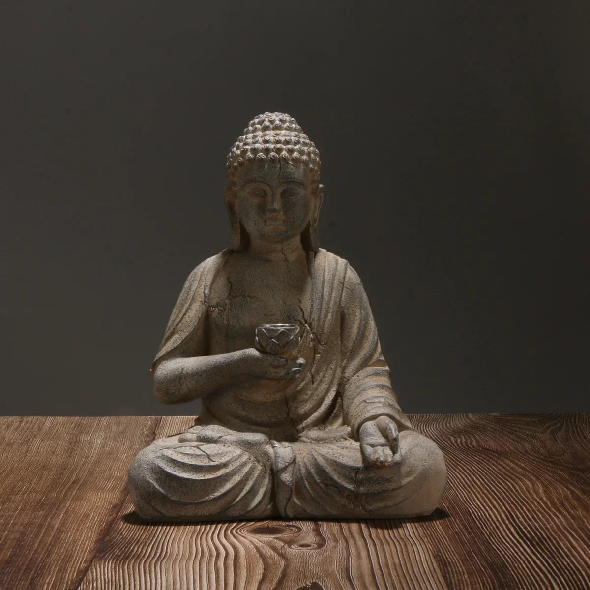 Zen Inspired Solar Buddha Statue With Light Resin Decor