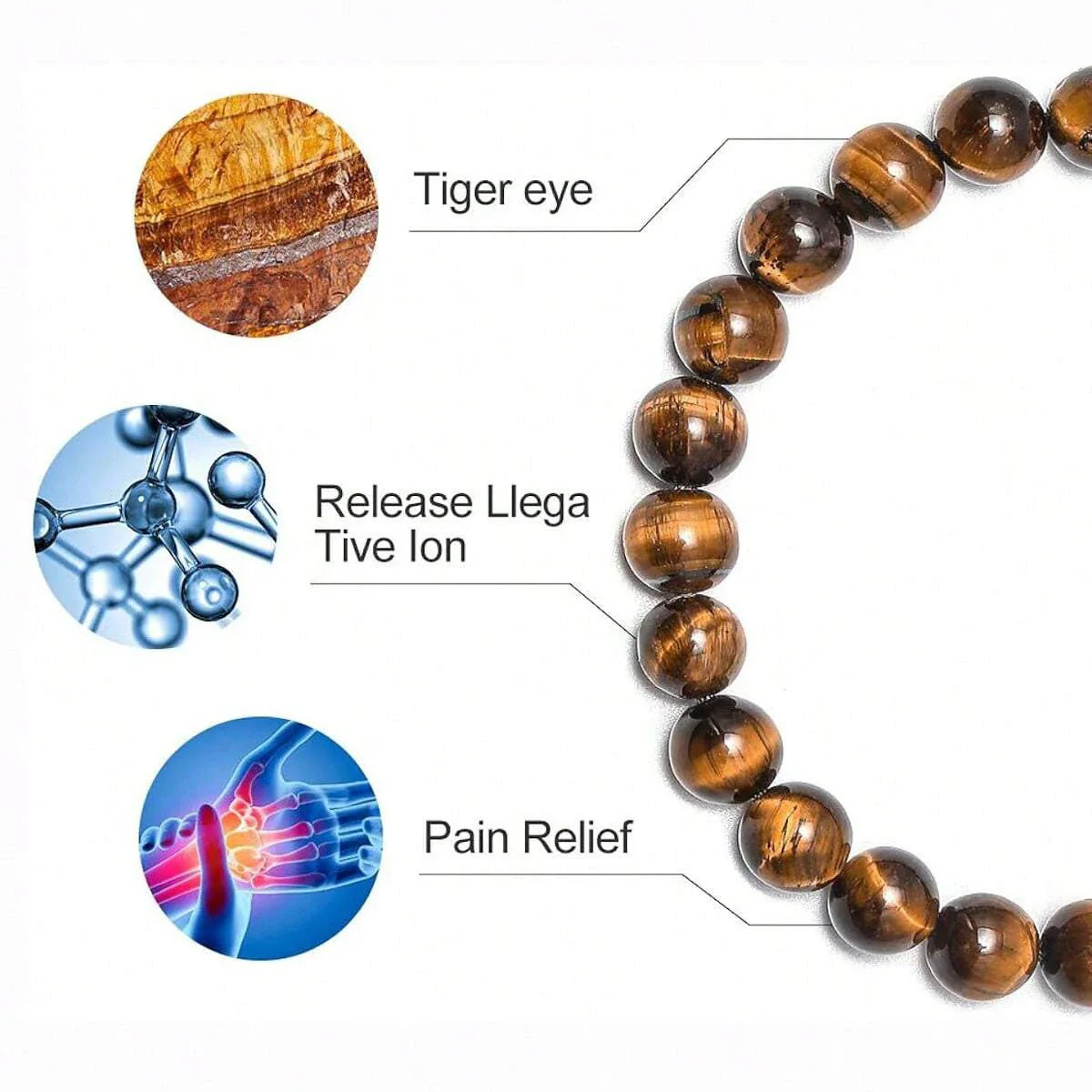 Natural Tiger Eye Lava Bracelet Mens Protection